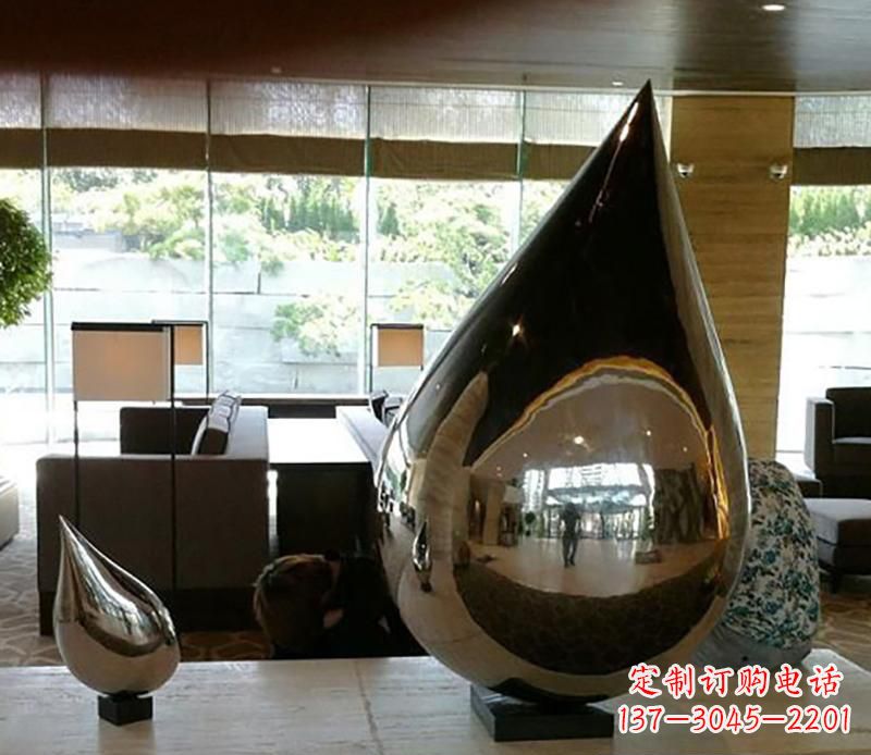 盐城公园不锈钢水滴球景观雕塑