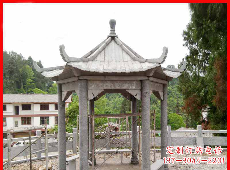 盐城精美大理石六角石凉亭雕塑