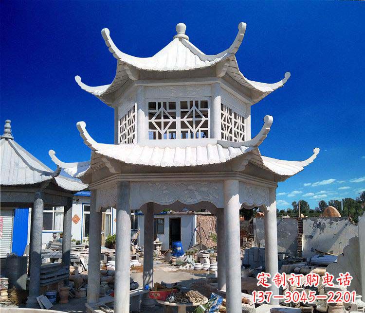 盐城大理石双层凉亭雕塑