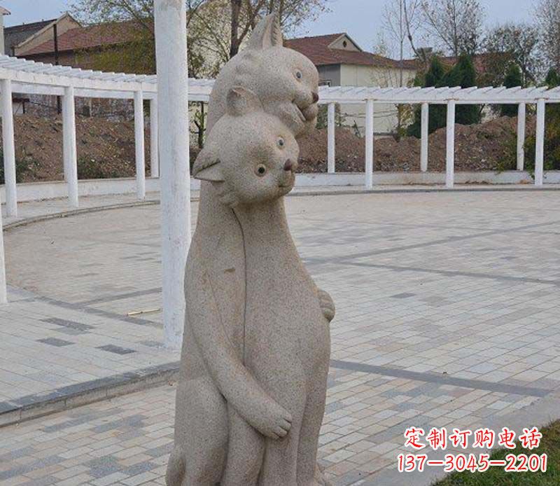 盐城精美小猫石雕,让您的公园更加美丽