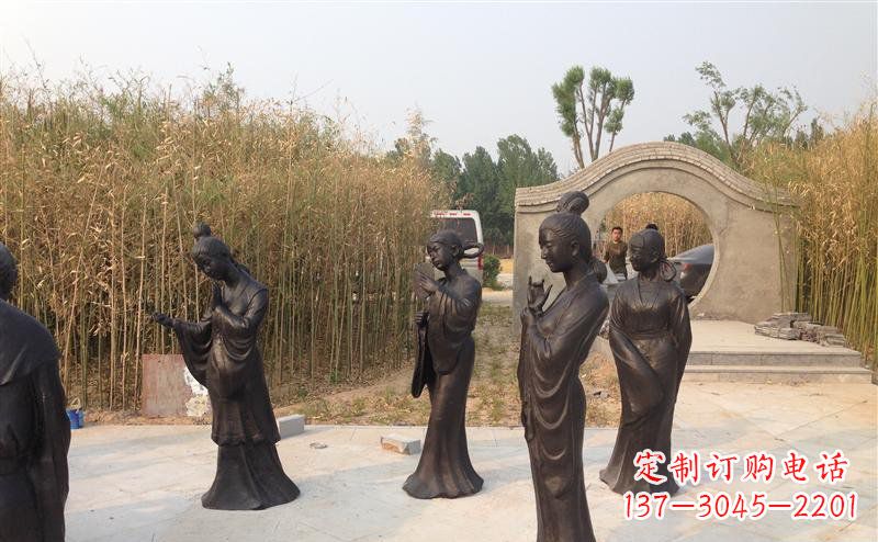 盐城公园古代女人人物铜雕