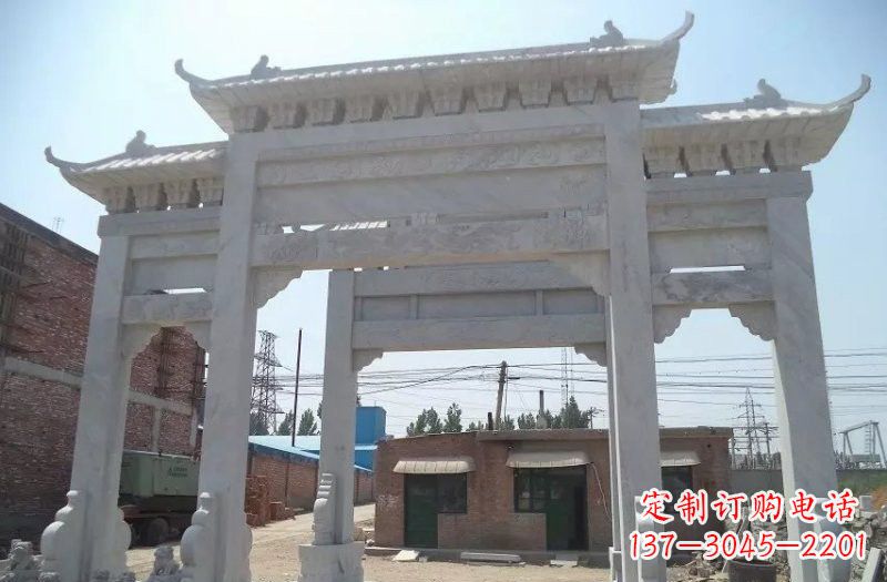 盐城牌坊石雕 – 三门牌坊石雕，极具风格的艺术品