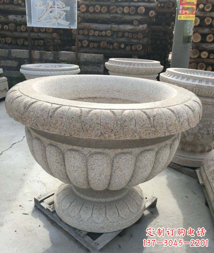 盐城高质量大理石花盆石雕