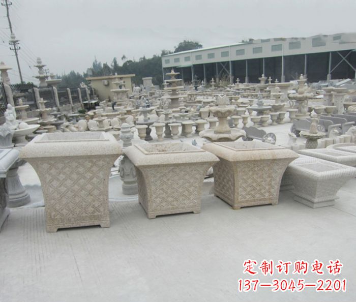 盐城优雅花盆大理石雕塑