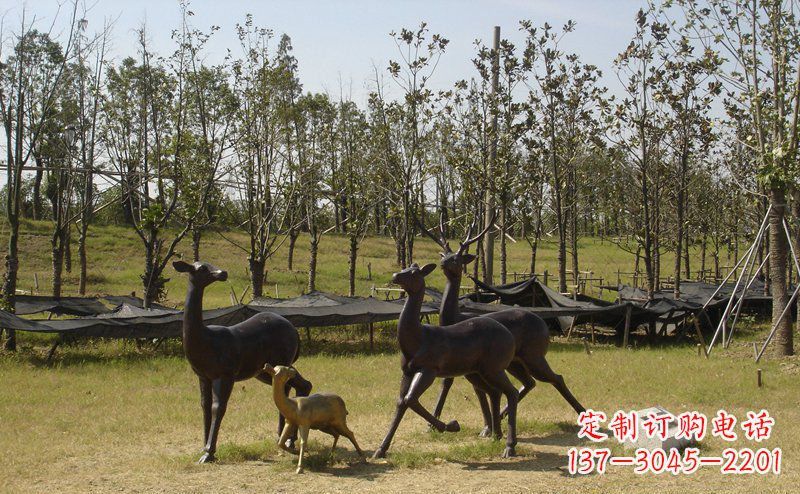 盐城优雅雕塑-梅花鹿铜雕