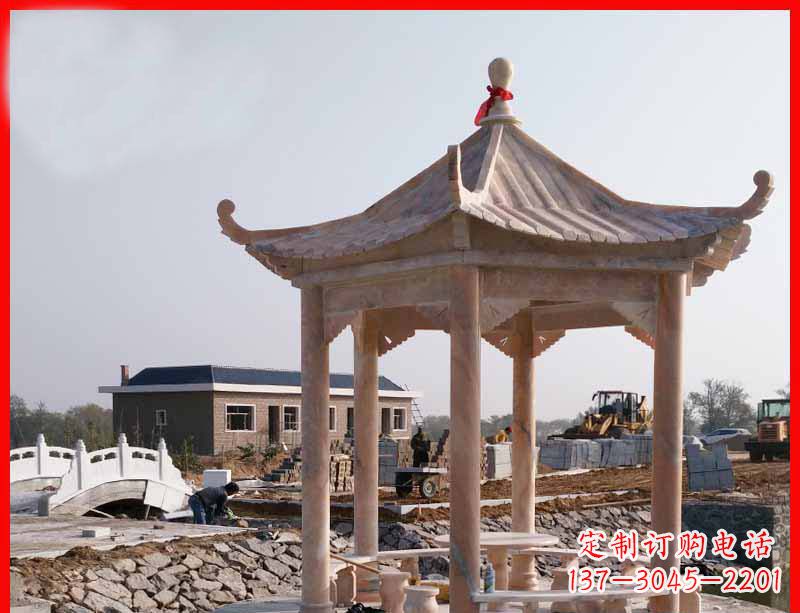 盐城红六角石凉亭雕塑