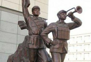 盐城革命精神熠熠冲锋号铜雕