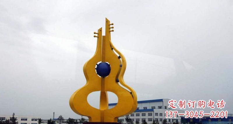 盐城中领雕塑:葫芦琵琶不锈钢雕塑