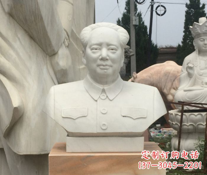 盐城高端汉白玉毛主席胸像校园伟人石雕