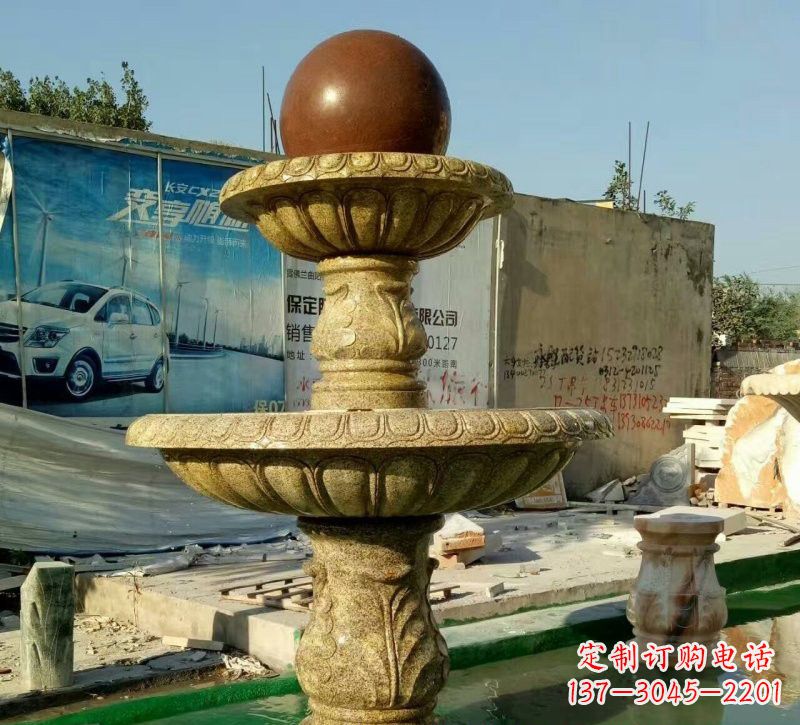 盐城精美花岗岩双层风水球雕塑