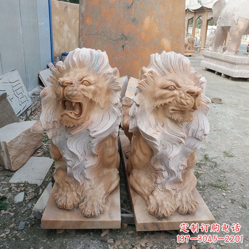 盐城风格多样的狮子雕塑