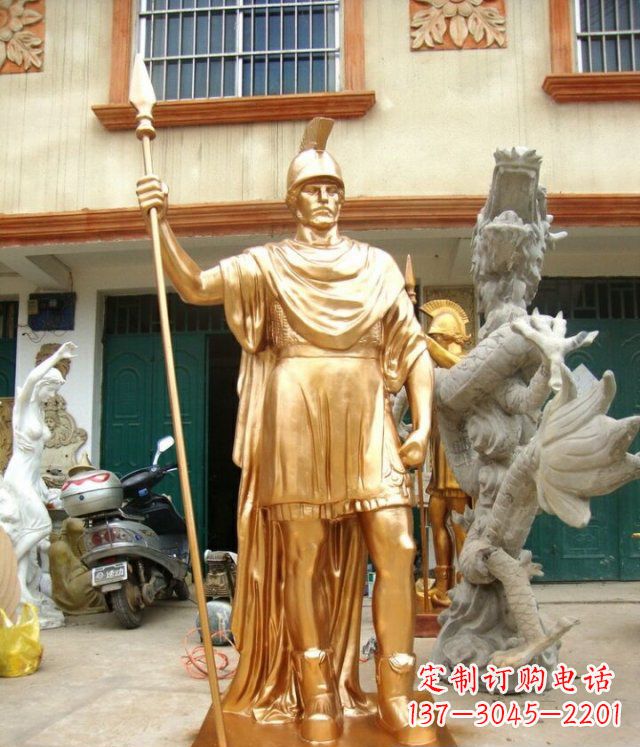 盐城罗马勇士玻璃钢仿铜马雕塑