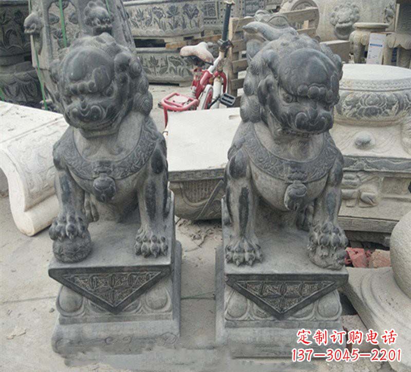 盐城传承传统,精致青石狮子雕塑