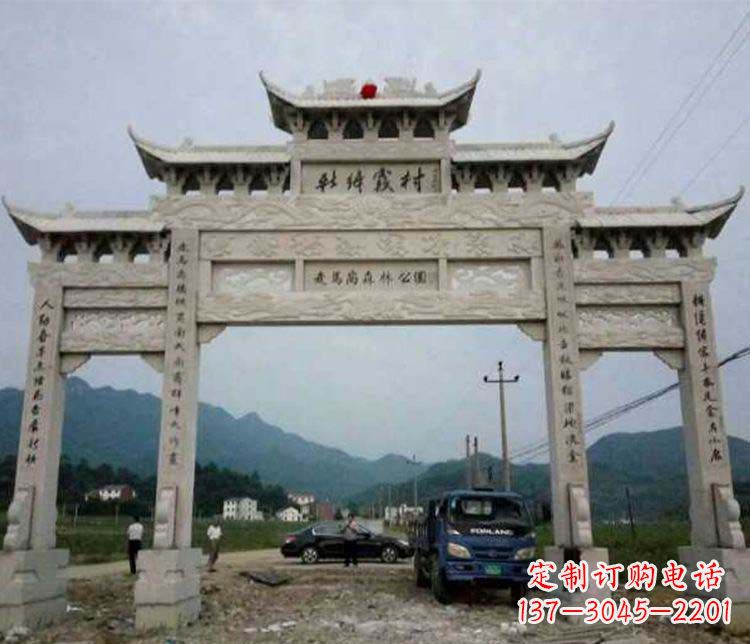 盐城三门牌坊石雕:细节讲究处处把精雕细琢