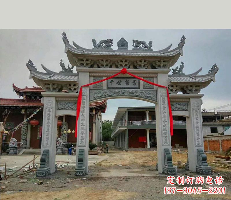 盐城以传统工艺为源的独特牌坊石雕