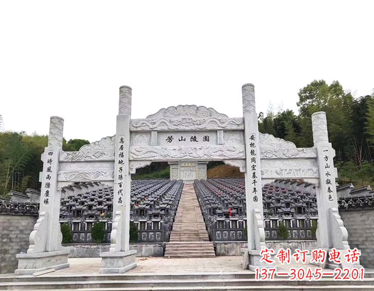 盐城精致雕刻的三门石牌坊雕塑