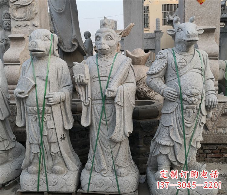 盐城十二生肖兽身动物石雕