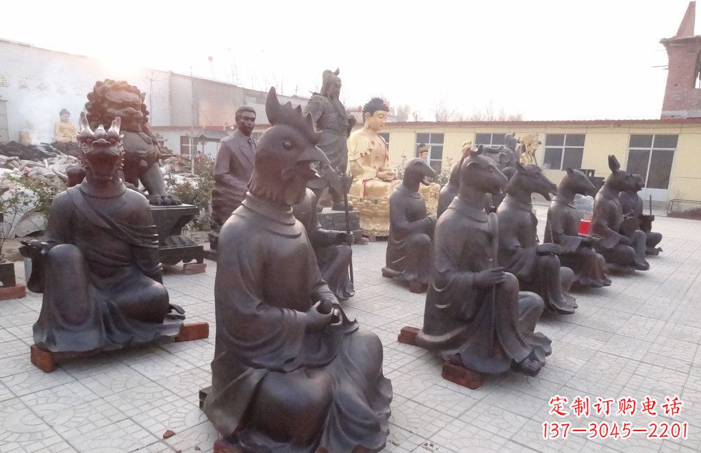 盐城十二生肖头像人物景观铜雕