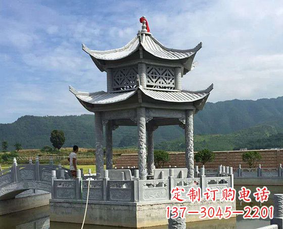 盐城双层仿古凉亭石雕_1
