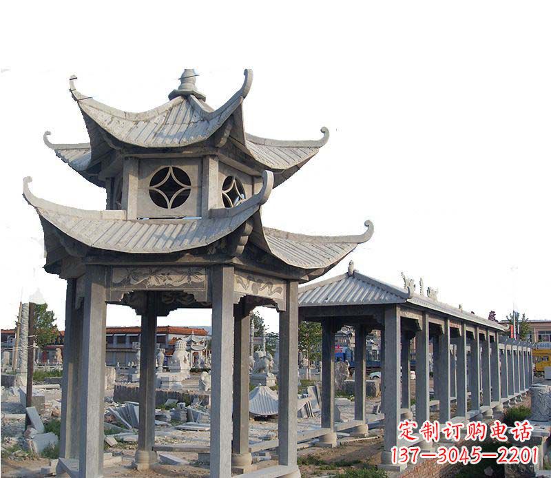 盐城双层仿古凉亭石雕