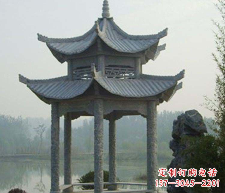 盐城双层仿古凉亭石雕_2