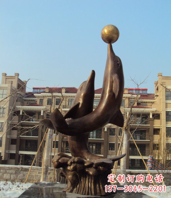 盐城铜雕海豚雕塑 (2)
