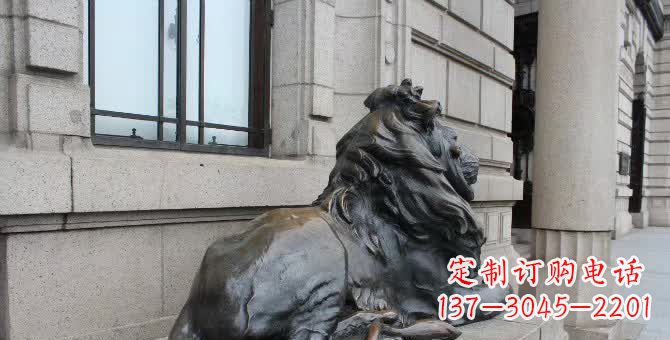 盐城铜雕汇丰卧姿狮子
