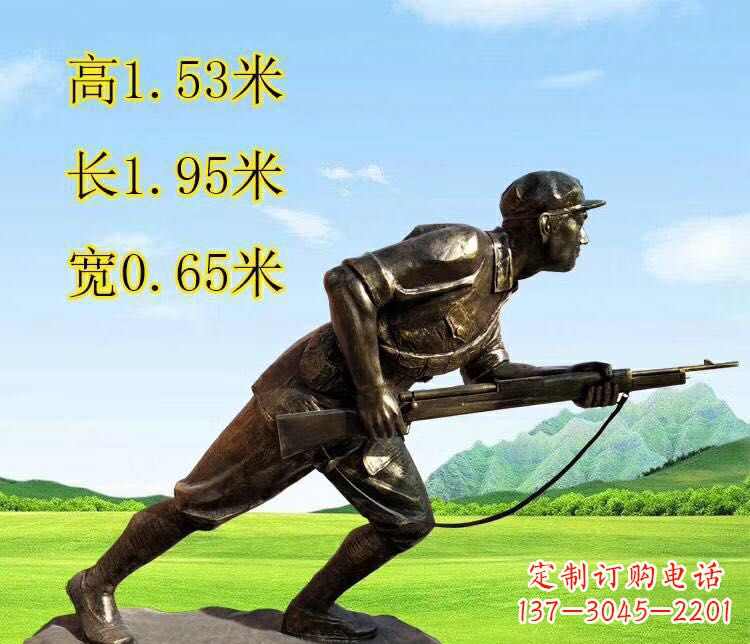 盐城铜雕拿枪战士雕塑