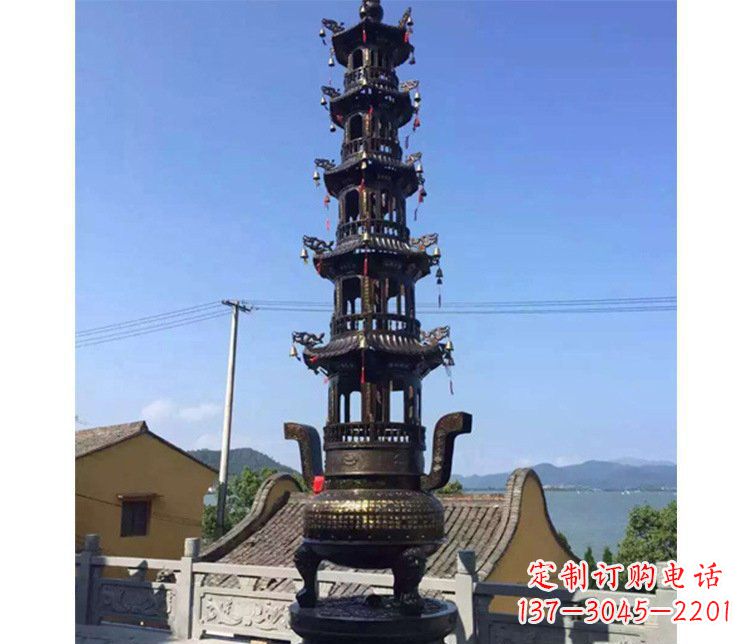 盐城铜雕寺庙大型多层香炉