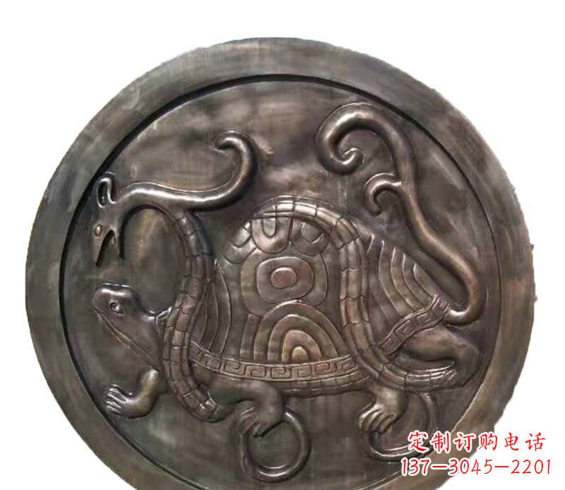 盐城铜雕乌龟与蛇壁画摆件