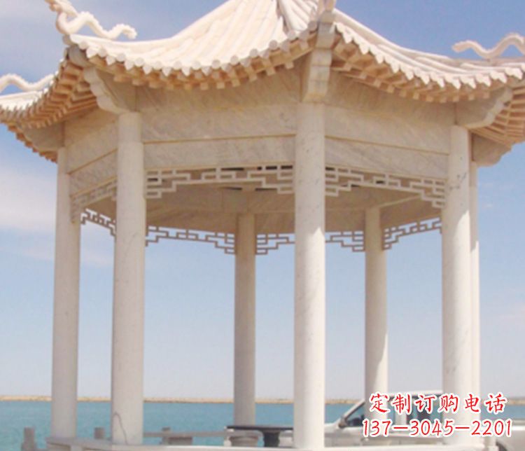 盐城晚霞红单层凉亭石雕