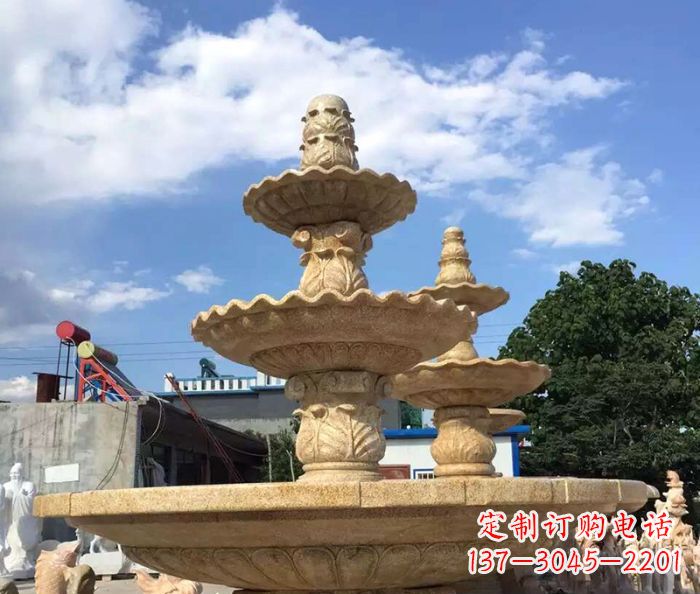 盐城晚霞红多层喷泉石雕