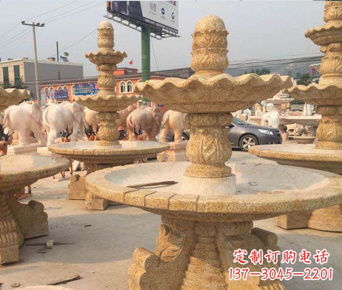 盐城晚霞红多层大型石雕喷泉