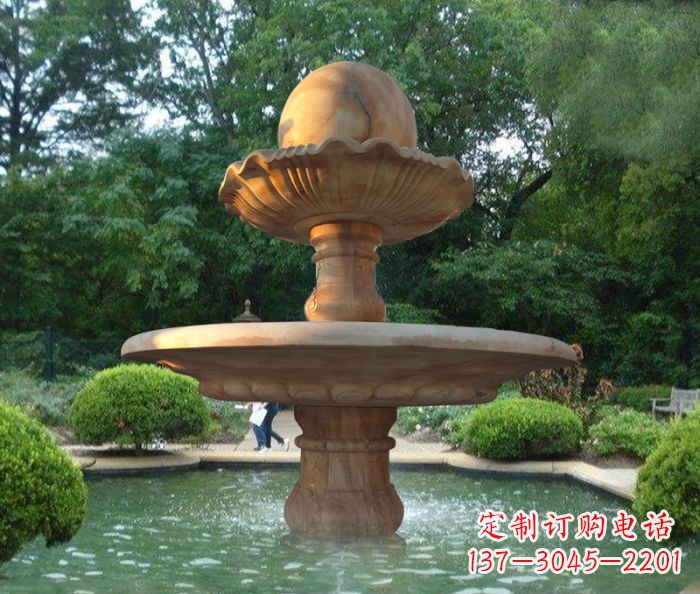盐城晚霞红双层风水球喷泉公园石雕