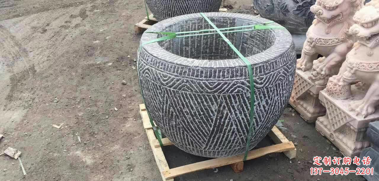盐城纹理石浮雕水缸