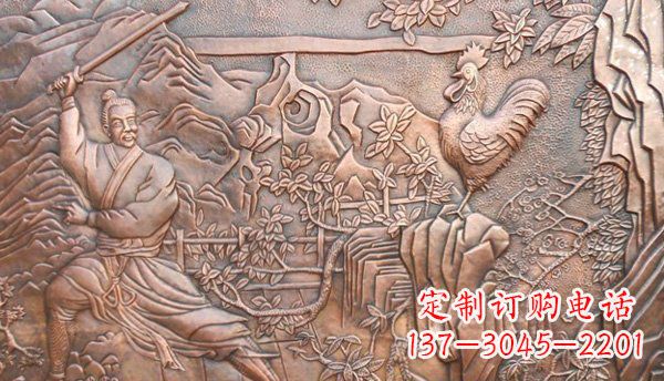 盐城闻鸡起舞黄铜壁画铜浮雕