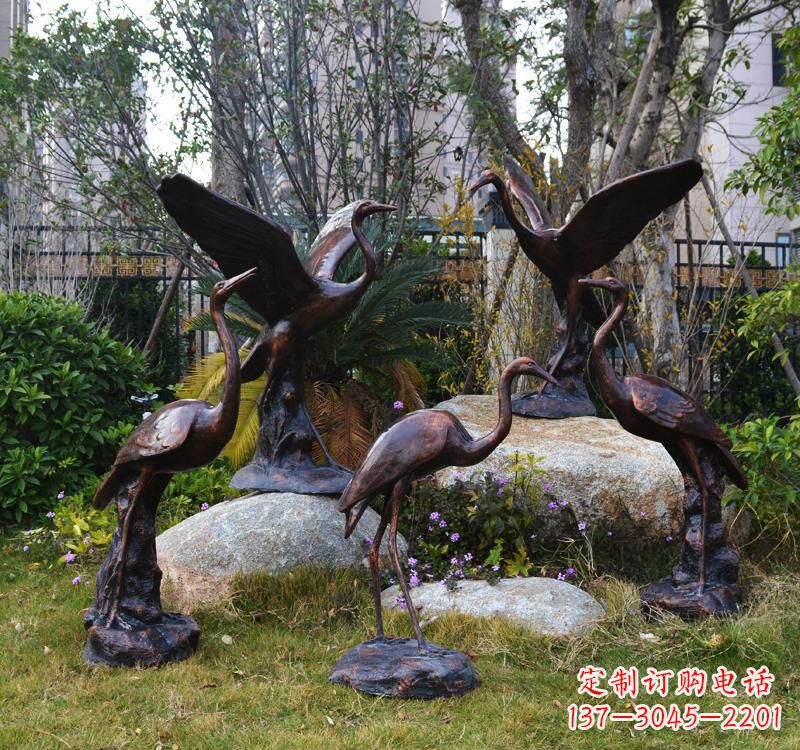 盐城仙鹤铜雕塑 (2)