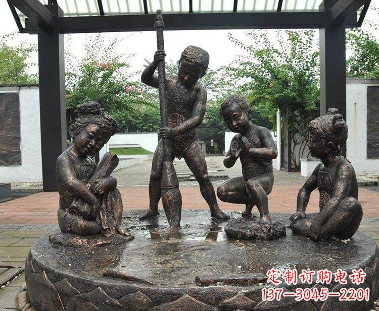 盐城小孩写大字铜雕小品