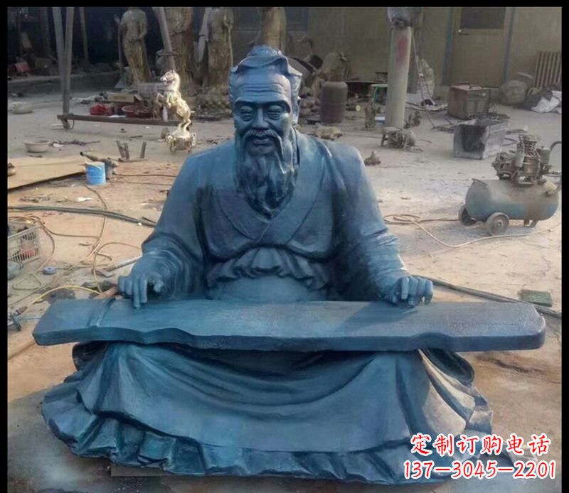 盐城校园孔子弹琴铜雕