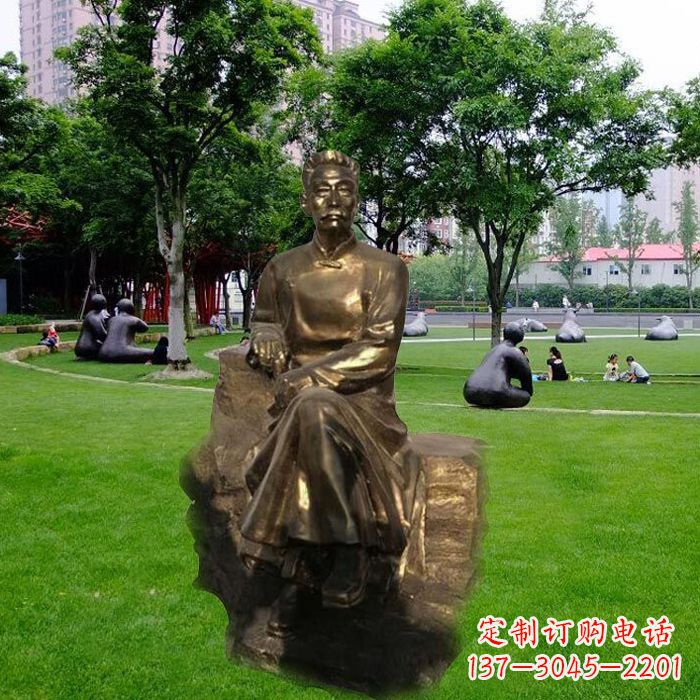 盐城校园名人鲁迅先生玻璃钢仿铜雕像