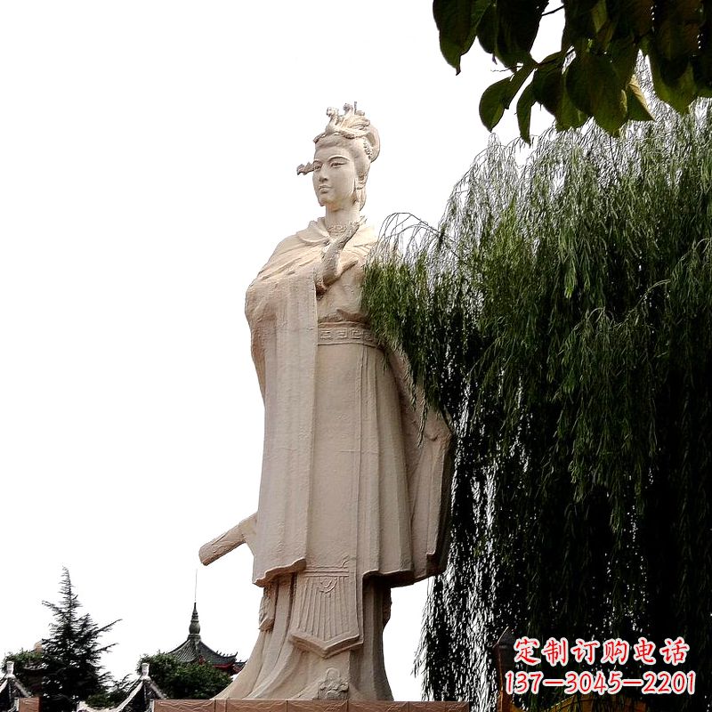 盐城虞姬砂岩石雕-景区园林古代人物著名美女雕像