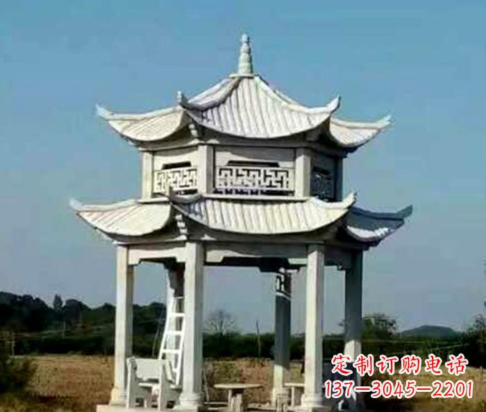 盐城园林双层石雕凉亭 (2)