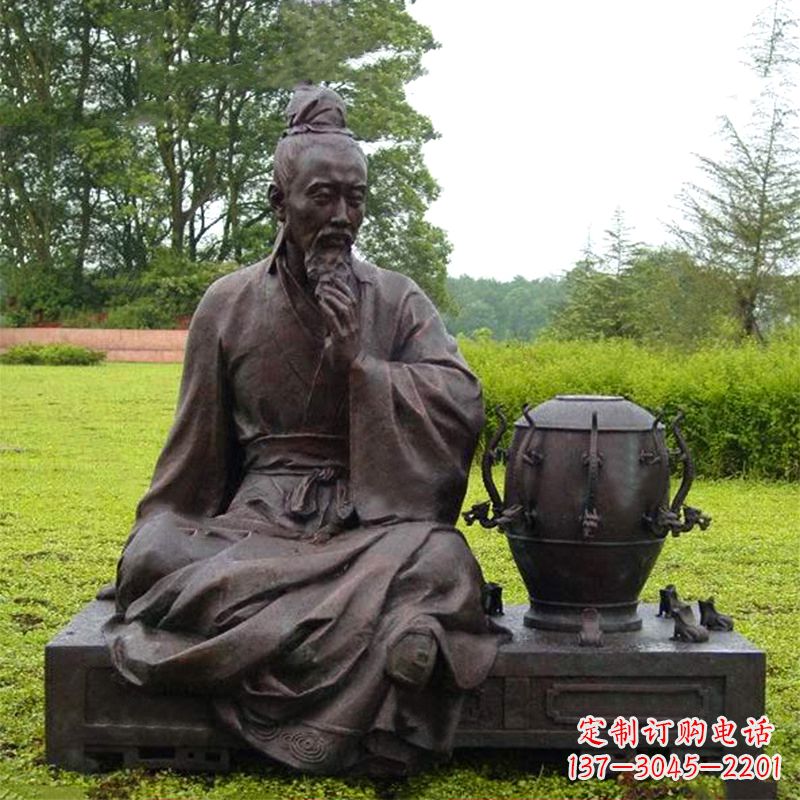 盐城张衡与地动仪铜雕景观-公园园林历史名人情景雕塑