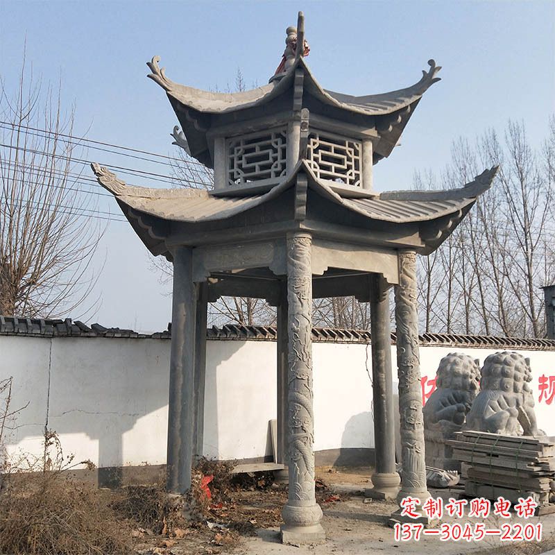 盐城中式双层石雕凉亭
