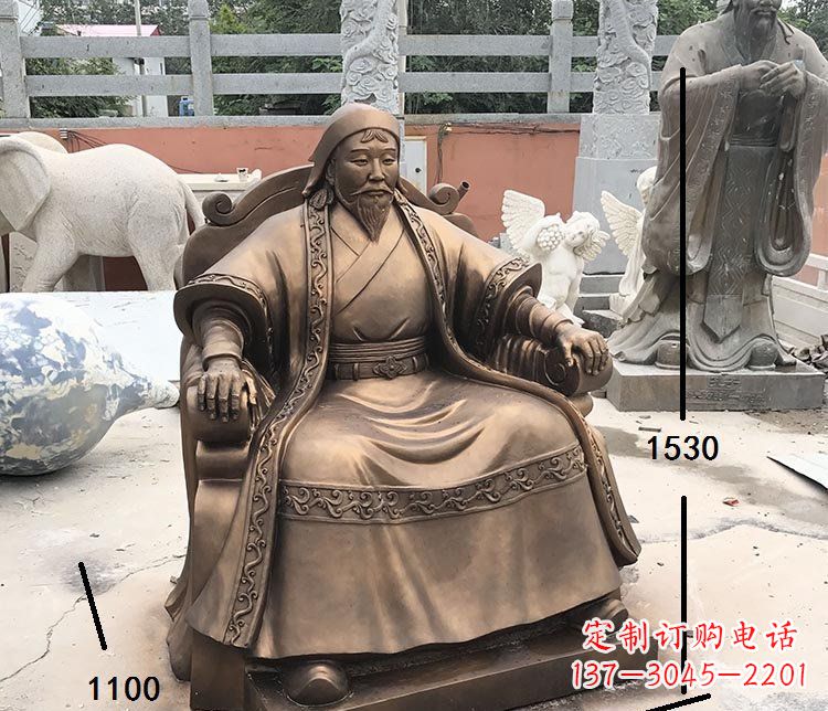 盐城坐式成吉思汗铜雕 (2)